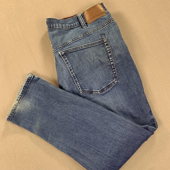 JACHS New York Jeans Men 40x29 (38x29) Blue Washed Stretch Denim Straight Leg - Picture 1 of 16